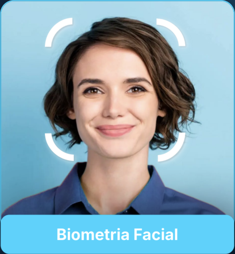 Mulher durante a captura de biometria facial Fortface